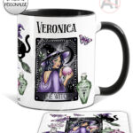 gothic witch & crystal ball mystical fantasy mug and/or coaster optional to personalise