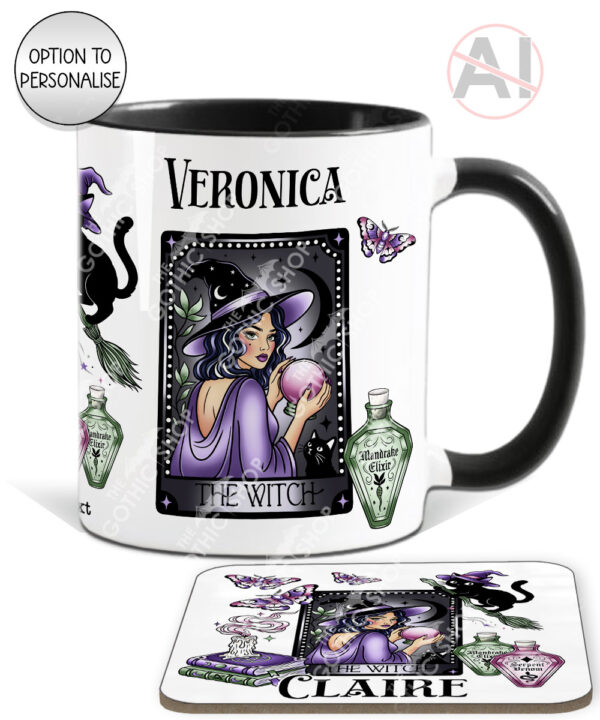 gothic witch & crystal ball mystical fantasy mug and/or coaster optional to personalise