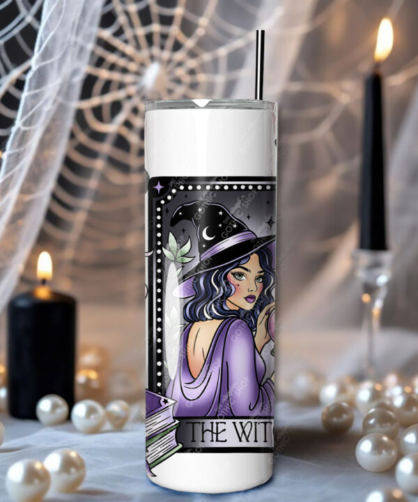 gothic witch & crystal ball mystical fantasy straight tumbler option to personalise