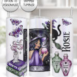 gothic witch & crystal ball mystical fantasy straight tumbler option to personalise