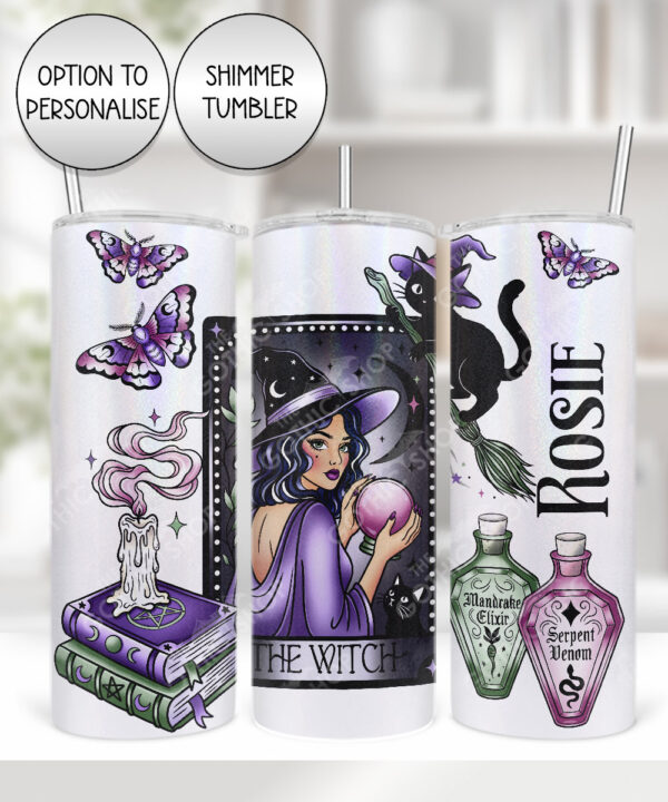 gothic witch & crystal ball mystical fantasy straight tumbler option to personalise