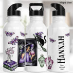 gothic witch & crystal ball mystical fantasy water bottle option to personalise