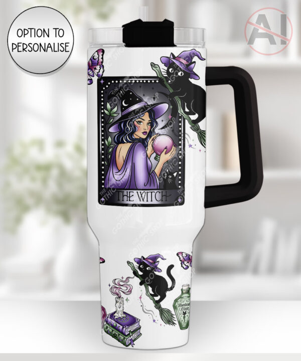 gothic witch & crystal ball mystical fantasy large 40oz tumbler with handle option to personalise