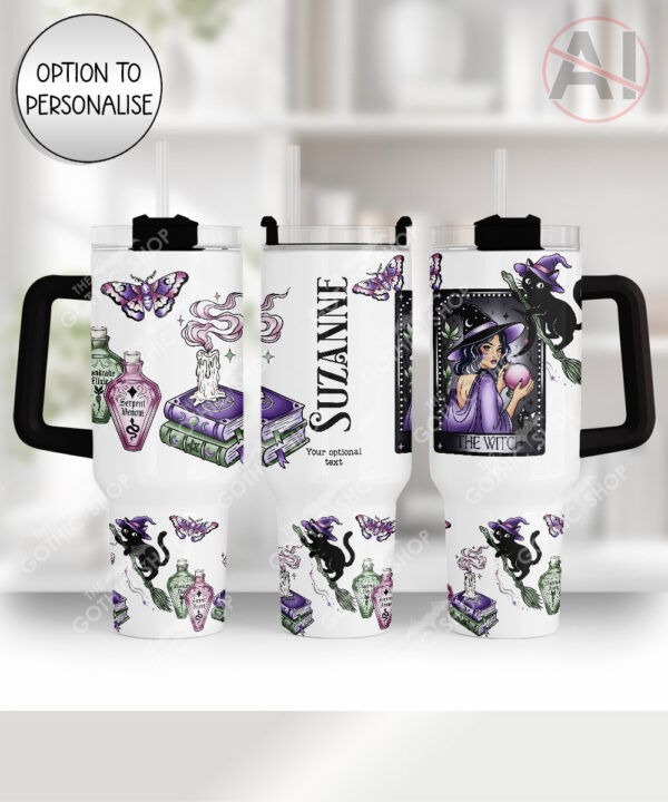 gothic witch & crystal ball mystical fantasy large 40oz tumbler with handle option to personalise