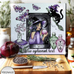gothic witch & crystal ball mystical fantasy glass chopping board option to personalise