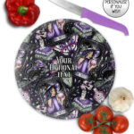 gothic witch & crystal ball mystical fantasy glass chopping board option to personalise