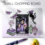 gothic witch & crystal ball mystical fantasy glass chopping board option to personalise