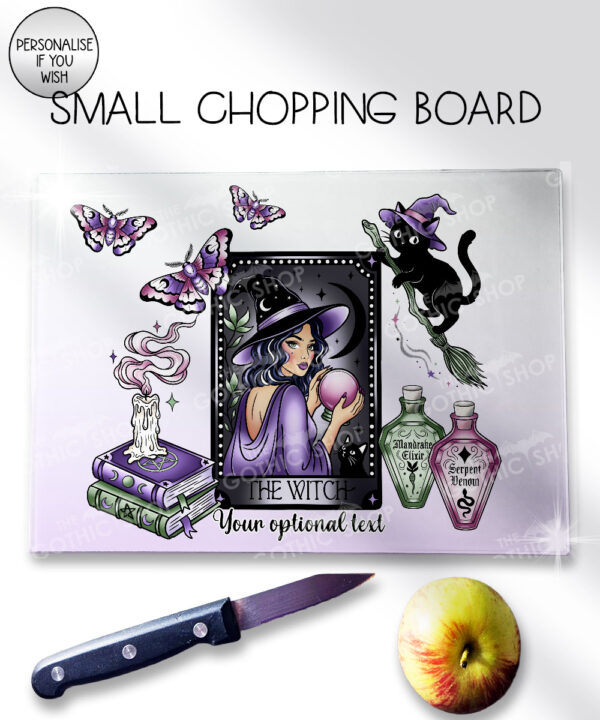 gothic witch & crystal ball mystical fantasy glass chopping board option to personalise
