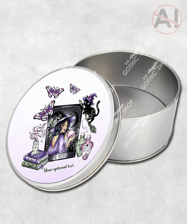 gothic witch & crystal ball mystical fantasy storage tin option to personalise