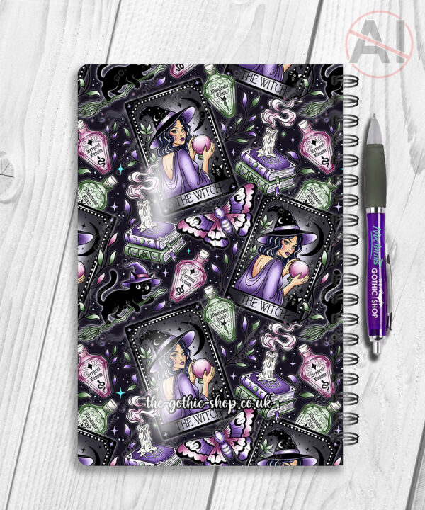 gothic witch & crystal ball mystical fantasy notebook journal option to personalise