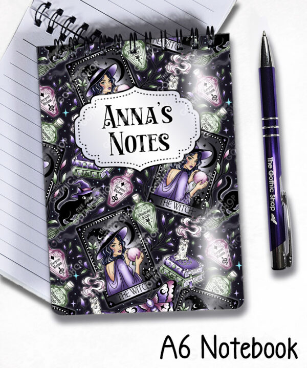 gothic witch & crystal ball mystical fantasy notebook journal option to personalise
