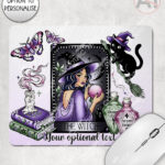 gothic witch & crystal ball mystical fantasy mouse mat option to personalise