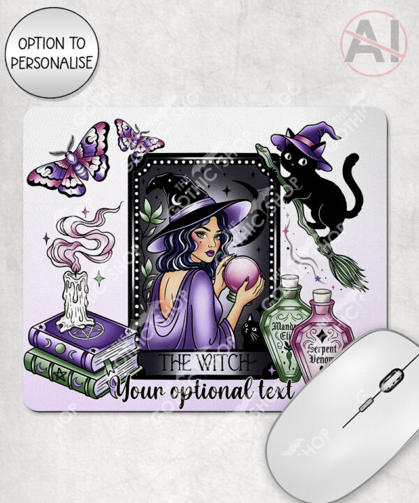 gothic witch & crystal ball mystical fantasy mouse mat option to personalise