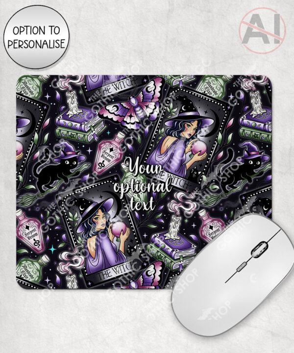 gothic witch & crystal ball mystical fantasy mouse mat option to personalise