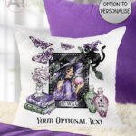 gothic witch & crystal ball mystical fantasy velvet cushion option to personalise