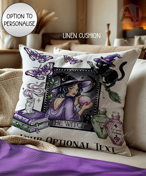 gothic witch & crystal ball mystical fantasy velvet cushion option to personalise