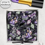 gothic witch & crystal ball mystical fantasy compact mirror option to personalise