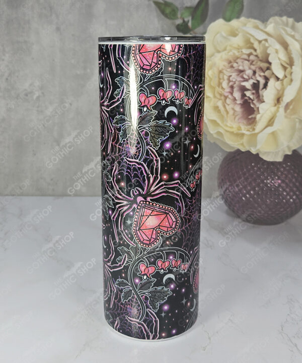 gothic spiders and bleeding hearts personalised straight tumbler