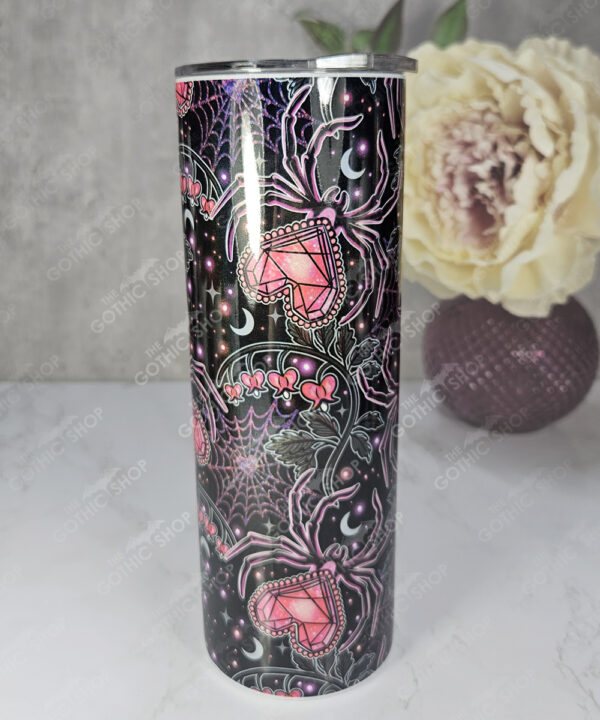 gothic spiders and bleeding hearts personalised straight tumbler