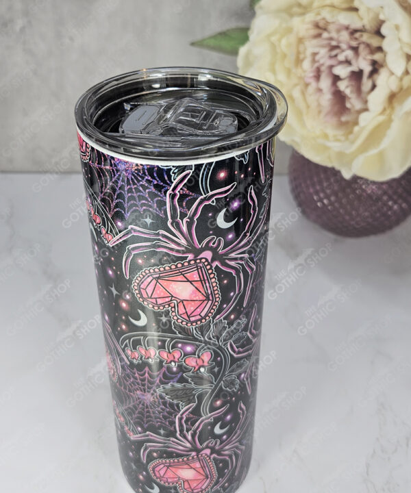 gothic spiders and bleeding hearts personalised straight tumbler