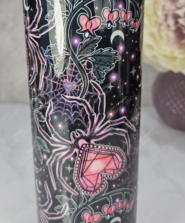 gothic spiders and bleeding hearts personalised straight tumbler