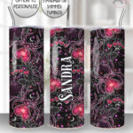 gothic spiders and bleeding hearts personalised straight tumbler