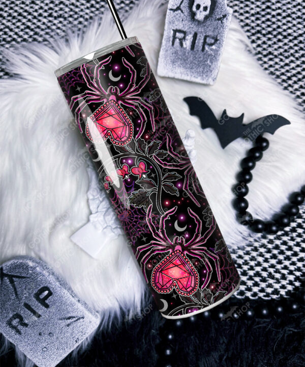 gothic spiders and bleeding hearts personalised straight tumbler