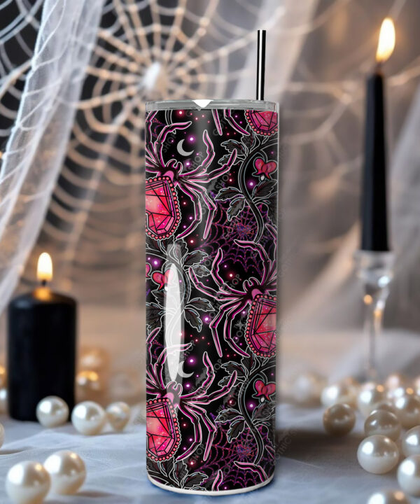gothic spiders and bleeding hearts personalised straight tumbler