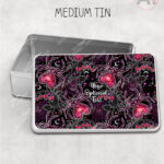 gothic spiders and bleeding hearts personalised storage tin