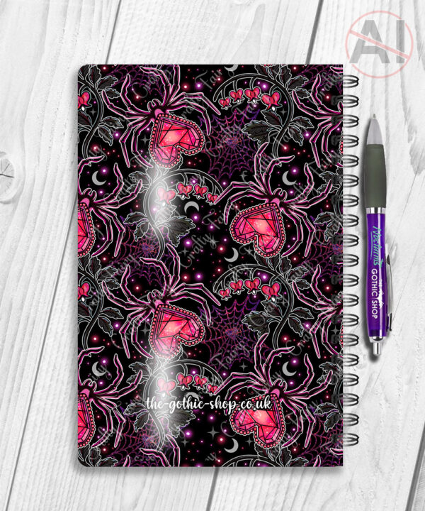 gothic spiders and bleeding hearts personalised notebook journal