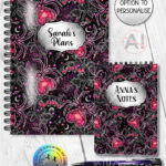 gothic spiders and bleeding hearts personalised notebook journal