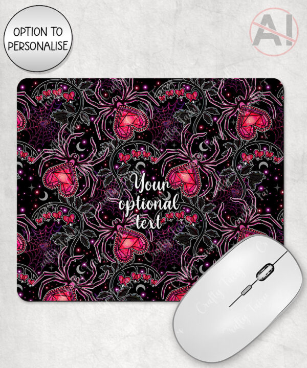 gothic spiders and bleeding hearts personalised mouse mat