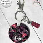 gothic spiders and bleeding hearts personalised keyring