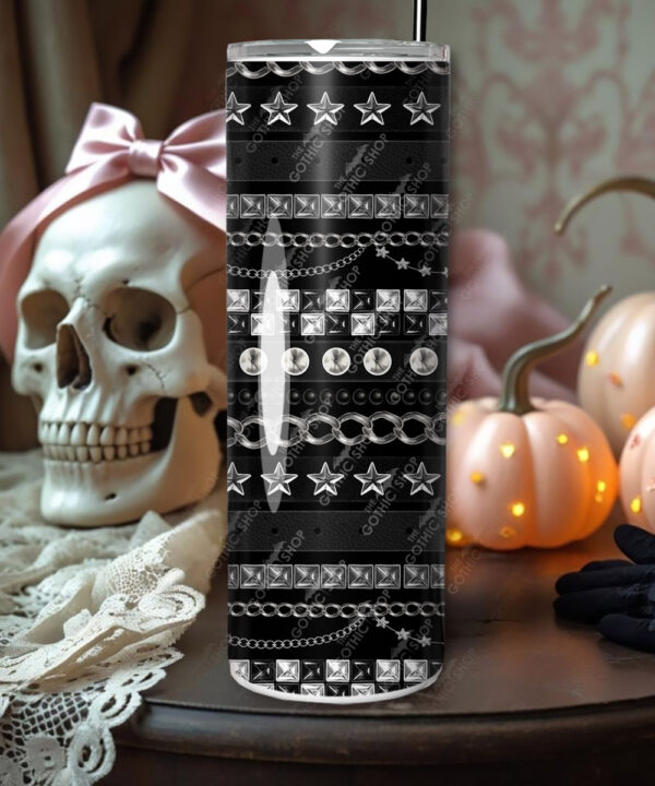 emo gothic punk studded straps print personalised straight tumbler