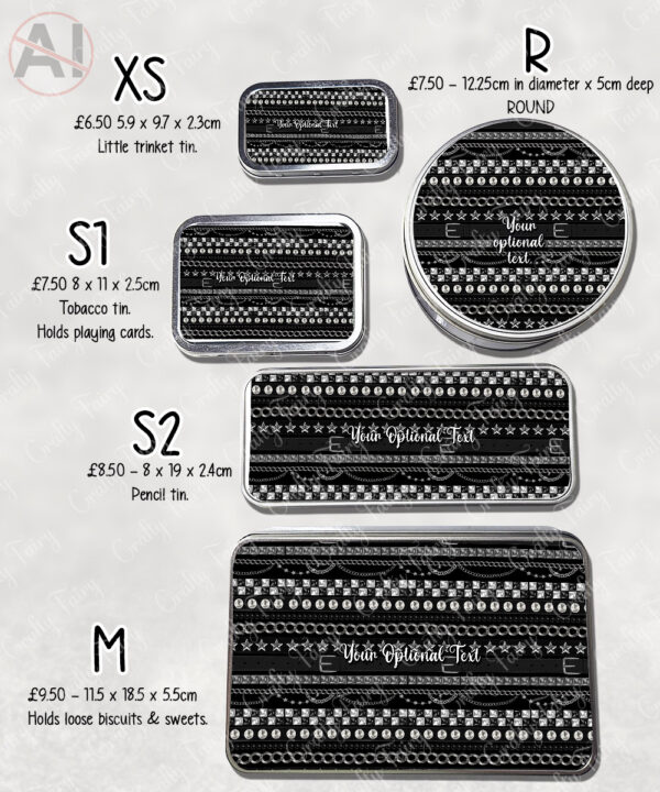 emo gothic punk studded straps print personalised storage tin