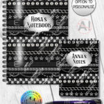 emo gothic punk studded straps print personalised notebook journal