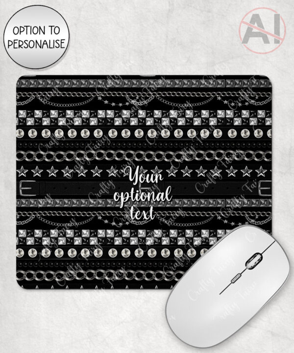 emo gothic punk studded straps print personalised mouse mat