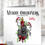 spooky ghosts & ouija planchette gothic christmas card option to personalise